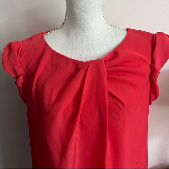 RACHEL Rachel Roy • Salmon Reddish Color Pleated Collar Blouse - Picture 3 of 4